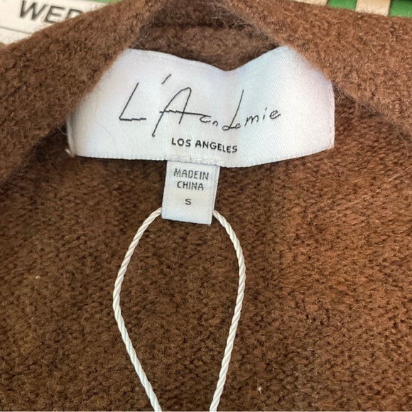Revolve L'Academie NTW Mara Cardigan Chocolate Sweater Brown Size Small - Picture 10 of 12